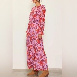 Avara | Dresses | Avara Pink Floral Tiered Maxi Dress Sz S | Poshmark